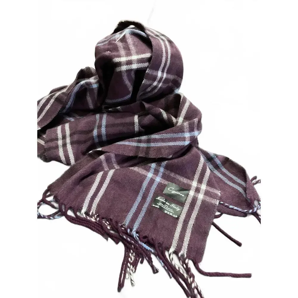 Cejon Cozy Purple Plaid Scarf Made in Italy